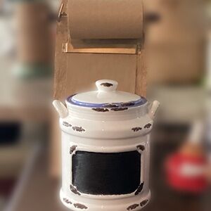 American Atelier White and Blue Ceramic Canister